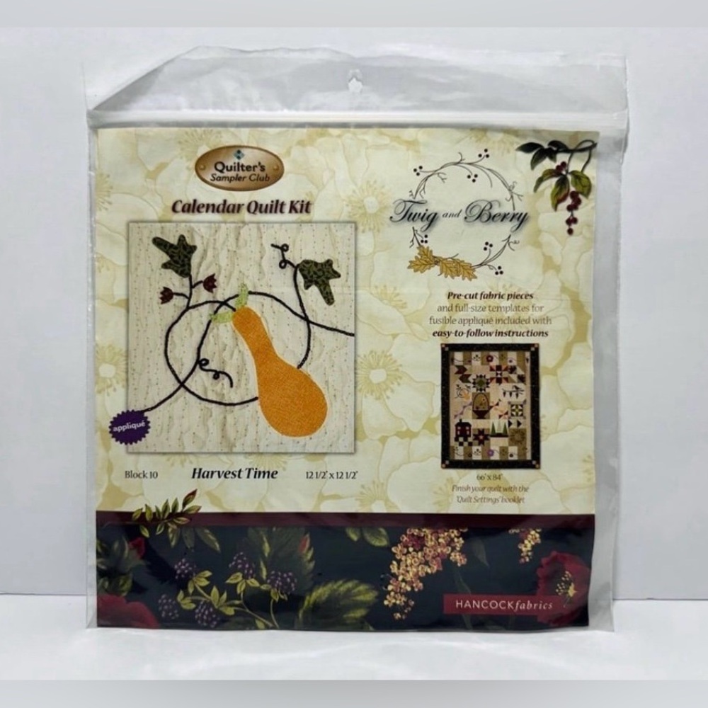 🆕 Quilters Sampler Club Twig & Berry Calendar Quilt Kit Precut Fabric Block 10